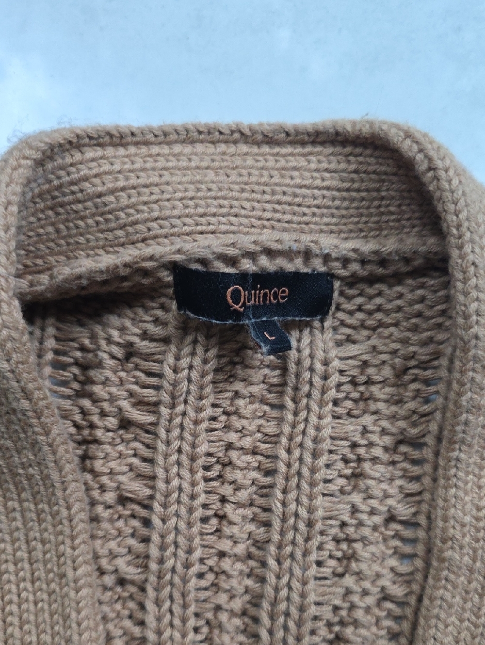 Quince 100% Organic Cotton Oversize Button Down Cardigan Tan Brown L - Picture 2 of 9